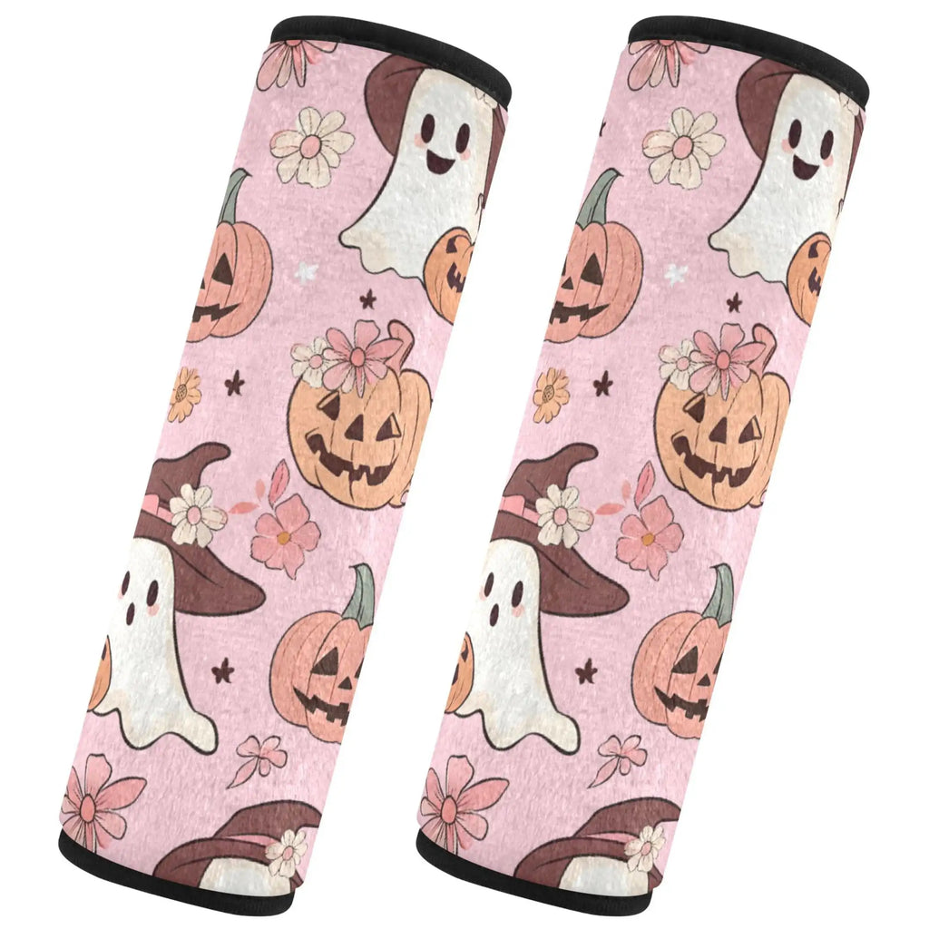 Halloween Pumpkin & Ghost Seat Belt Covers – 2 Pack Flannel Seat Belt Cover HIP