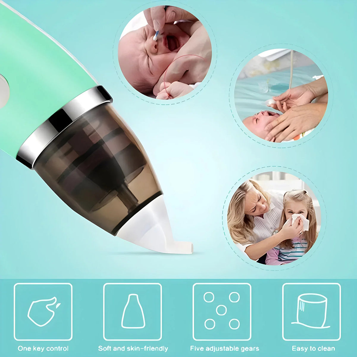 Electric Baby Nasal Aspirator – Soft Silicone Nose Cleaner Baby Nasal Aspirator HIP