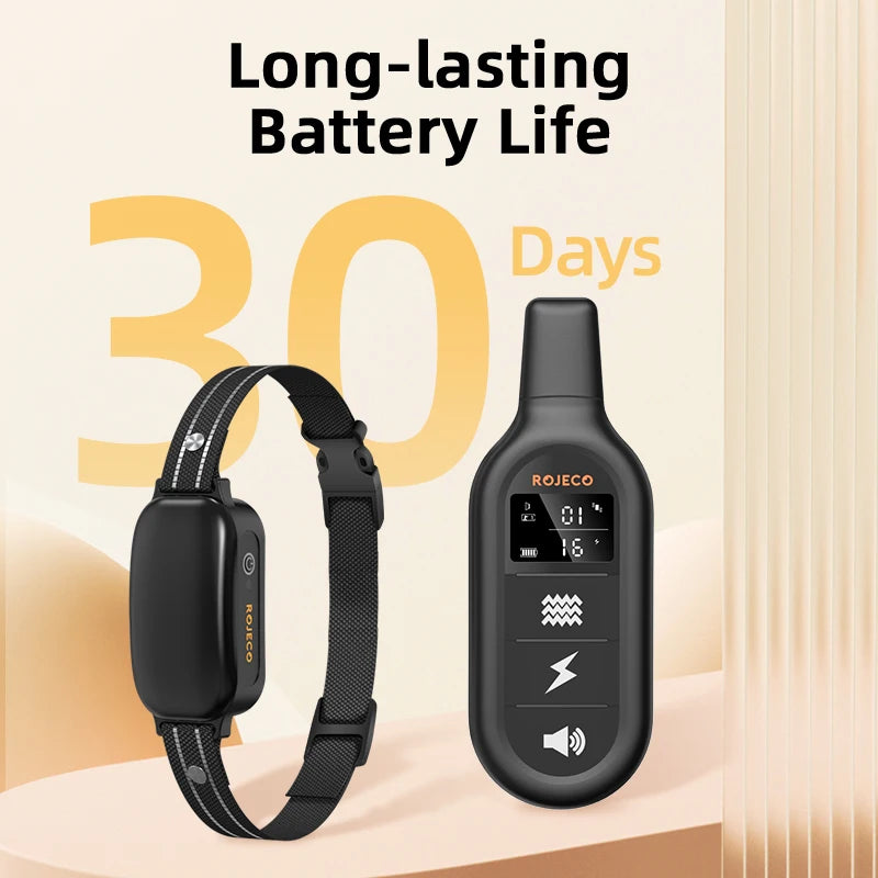 ROJECO Electric Dog Training Collar Digital Rechargeable Remote Control IPX7 Waterproof Vibrator Pet Dog Bark Stop Shock Collar HIP