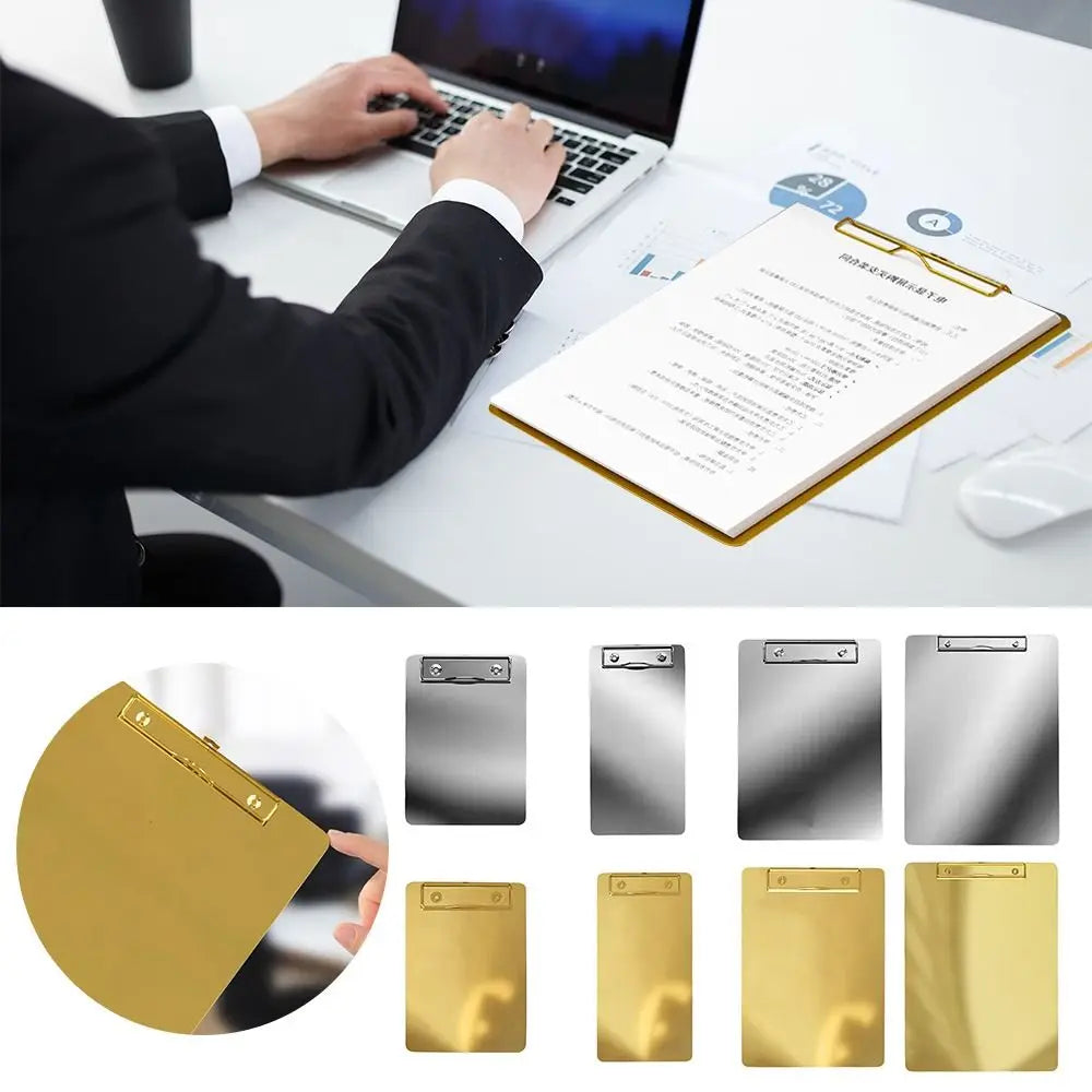 Stainless Steel A4/A5 Writing Clipboard – Gold & Silver Folder Writing Clipboard HIP