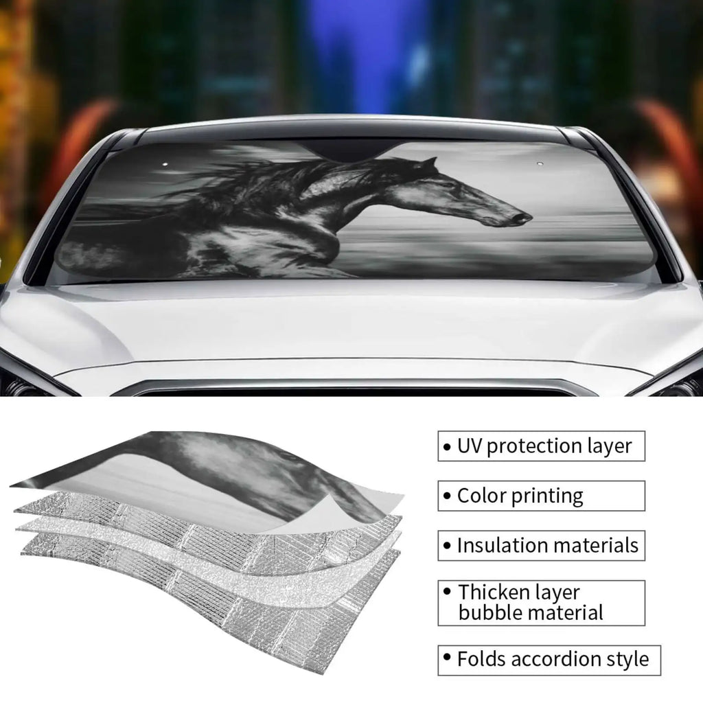Running Horse Car Windshield Sun Shade – UV & Heat Block Car Windshield Sunshade HIP