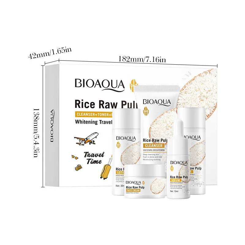 BIOAOUA 5-Piece Rice Extract Brightening Skincare Set Skincare Gift Set HIP 5pcs Set