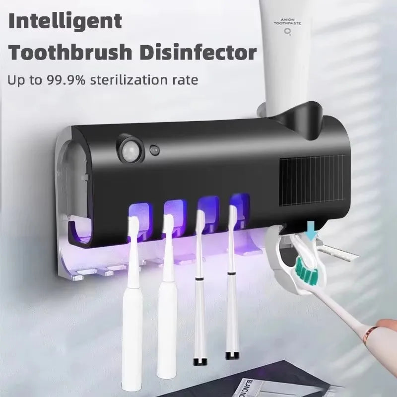 Wall-Mounted Toothbrush Sanitizer & Toothpaste Dispenser Toothbrush Sanitizer HIP black