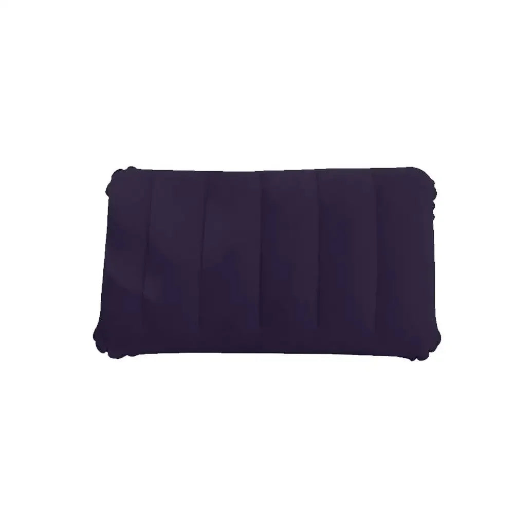Portable Pillow Travel Air Cushion Inflatable Double Sided Flocking Cushion Camp Beach Car Plane Head Rest Bed Sleep HIP Blue