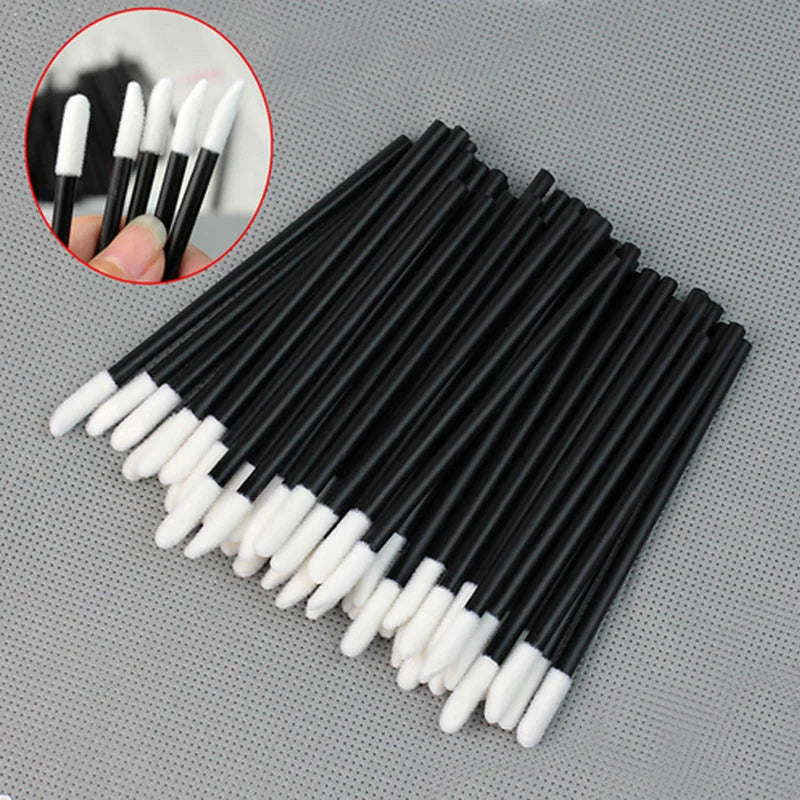 YSDO 50pcs Glitter Lip Gloss Brush Crystal Lipstick Applicators Eyelash Extension Cleaning Brushes Cleaner Makeup Tools Cosmetic HIP 50pcs-black