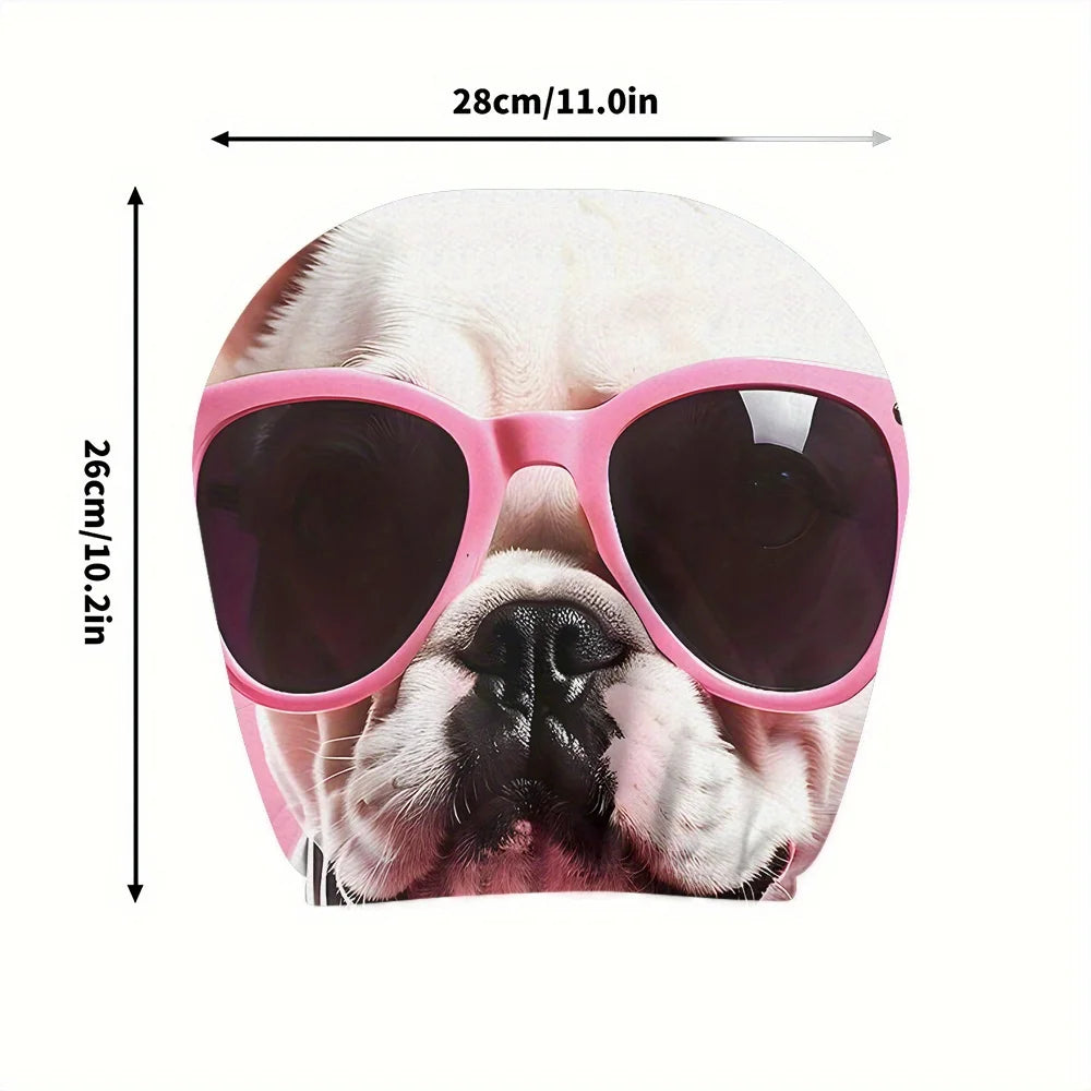 2-Pack Dog Print Car Headrest Covers – Pink Universal Fit Car Headrest Covers HIP