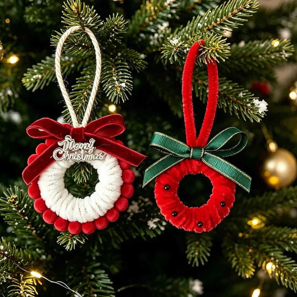 With Bell Merry Christmas Wreath Pendant Car Door Hanging Decoration Xmas Party Christmas Tree Decor Accessories HIP