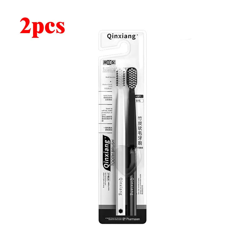 Bamboo Charcoal Soft Toothbrushes – Family Pack | RUZOFO Soft Bristle Toothbrush HIP 694-2pcs
