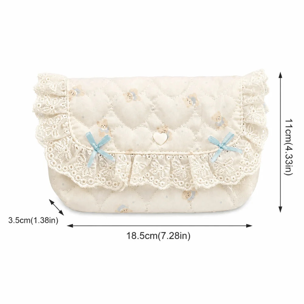 Kawaii Lace Ruffle Flip Pencil Case – Large Capacity Pouch Pencil Case Pouch HIP