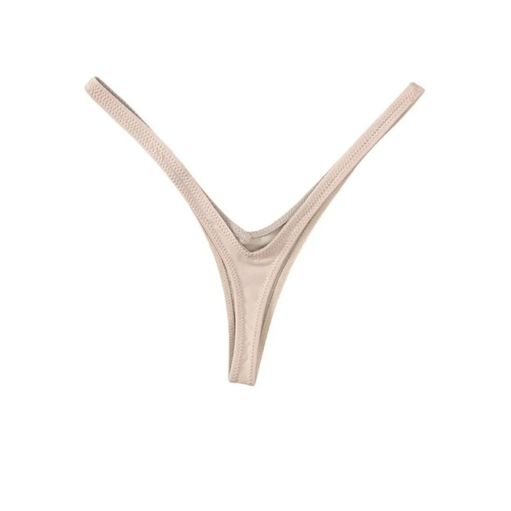 Women's Cotton Thong Panties – Deep V Lace Trim All Seasons Women's Thong Panties HIP