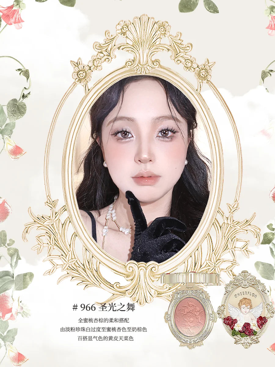 Cheerflor Angel Embossed Gradient Blush – Purple Pink 4.5g Powder Blush HIP