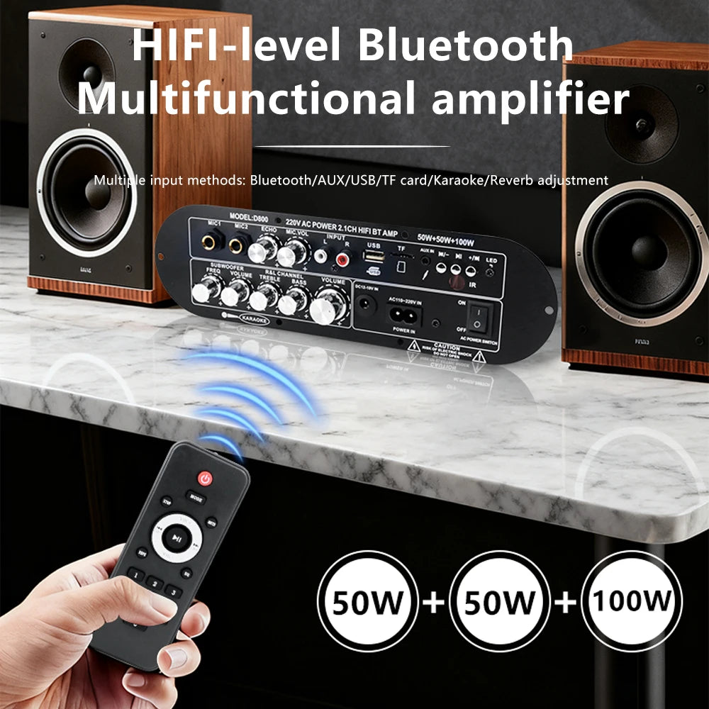 Bluetooth 5.0 Amplifier Board 2.1 Channel 50W×2 +100W Subwoofer Digital Amplifier Board HIP