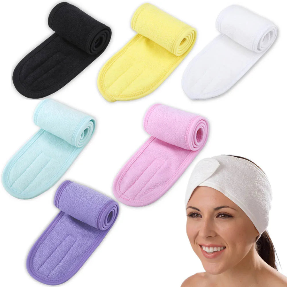 Eyelashes Extension Spa Face Headband Wrap Head Terry Cloth Headband Make Up Stretch Towel with Magic Tape Makeup Accessories HIP
