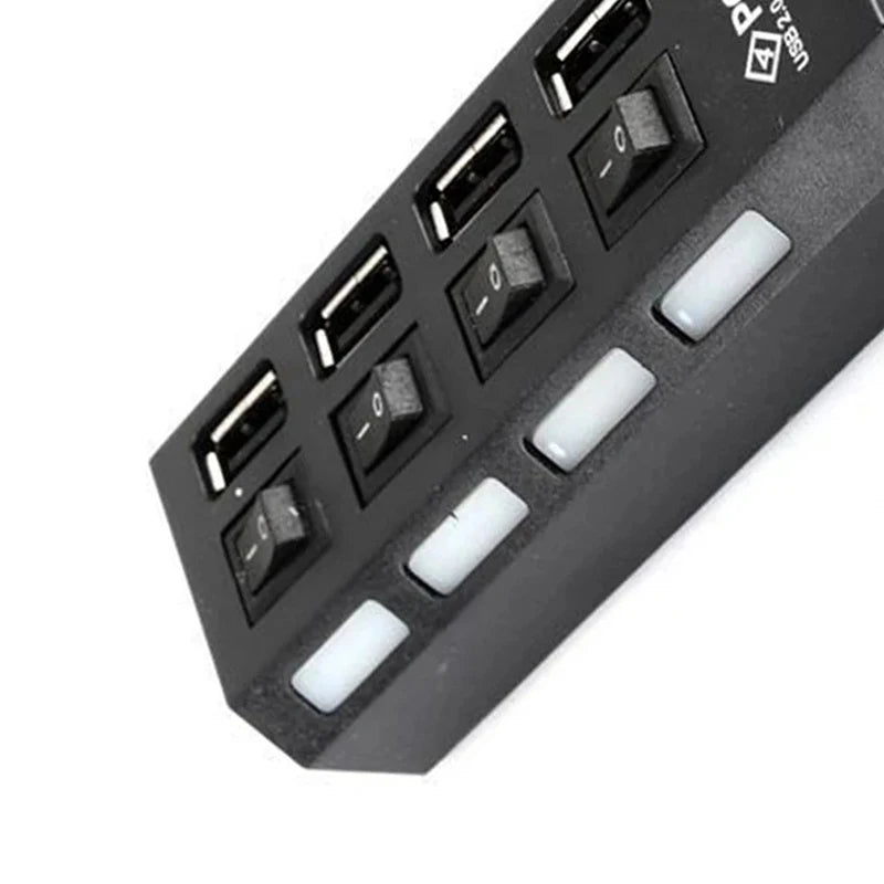 4-Port USB Hub with ON/OFF Switch & LED Indicator | SEamopar USB Hub Splitter HIP