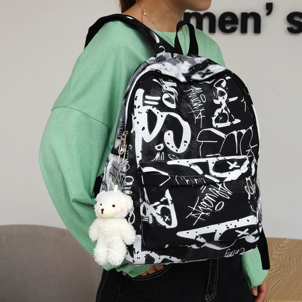 Women's Nylon Graffiti Backpack – Large Capacity & Waterproof Women's Backpack HIP