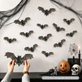 Realistic Horror Halloween Home Window Wall Indoor Party DIY Decor Halloween Bat Decals 12Pcs 3D Vintage Bat Wall Stickers HIP 12Pcs