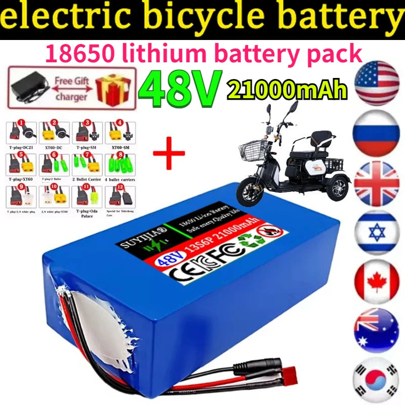48V 21Ah 13S6P 18650 Lithium Battery Pack with 30A Smart BMS Lithium Battery Pack HIP