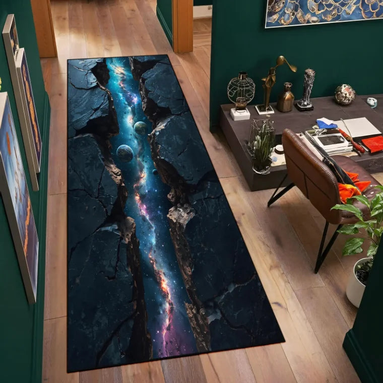 2D Galaxy Space Crack Runner Rug – Optical Illusion Non-Slip Mat Runner Rug HIP 4 40x120cm-Felt