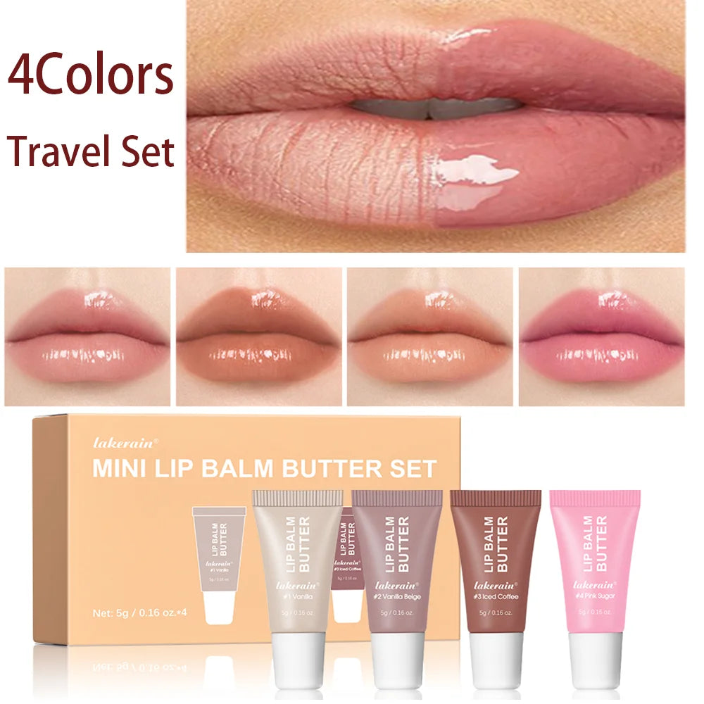 Lips Glosses Lip Butter Balm Set Travel Size Hydrate Moisturize Plump Lips Nourishing Improves Dry Lips Woman Makeup Cosmetics HIP