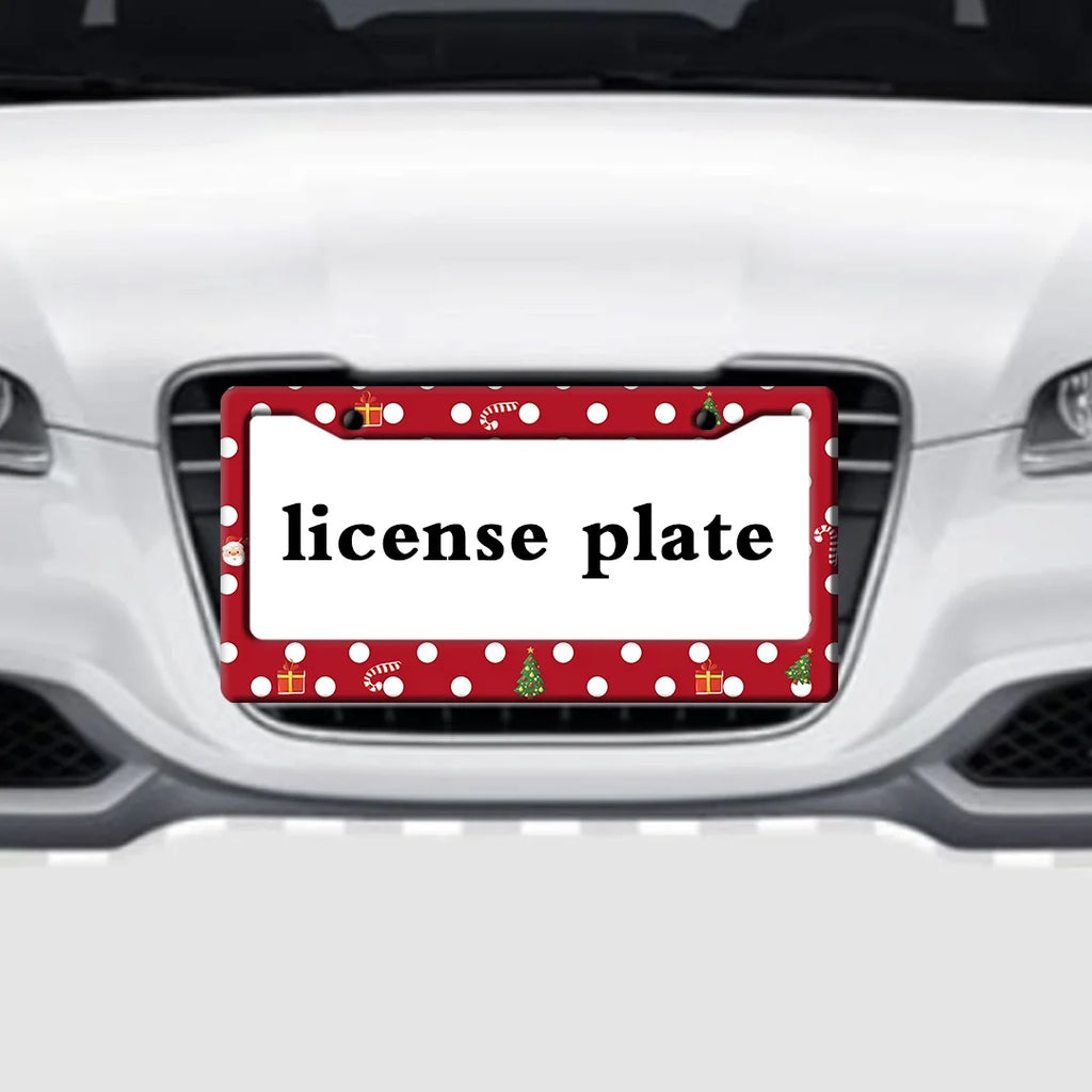 Christmas Polka Dot Aluminum License Plate Frame 6.3×12.2" License Plate Frame HIP