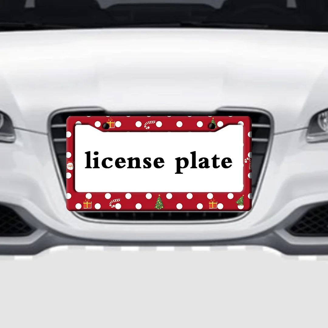 Christmas Polka Dot Aluminum License Plate Frame 6.3×12.2" License Plate Frame HIP