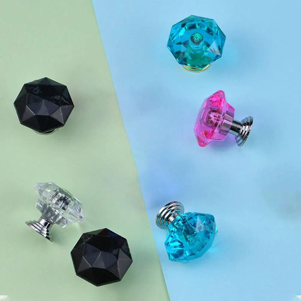 Acrylic Crystal Diamond Furniture Knobs Transparent Diamond Handle for Cabinet Doors Drawers Plastic Decorative Knobs Pull HIP