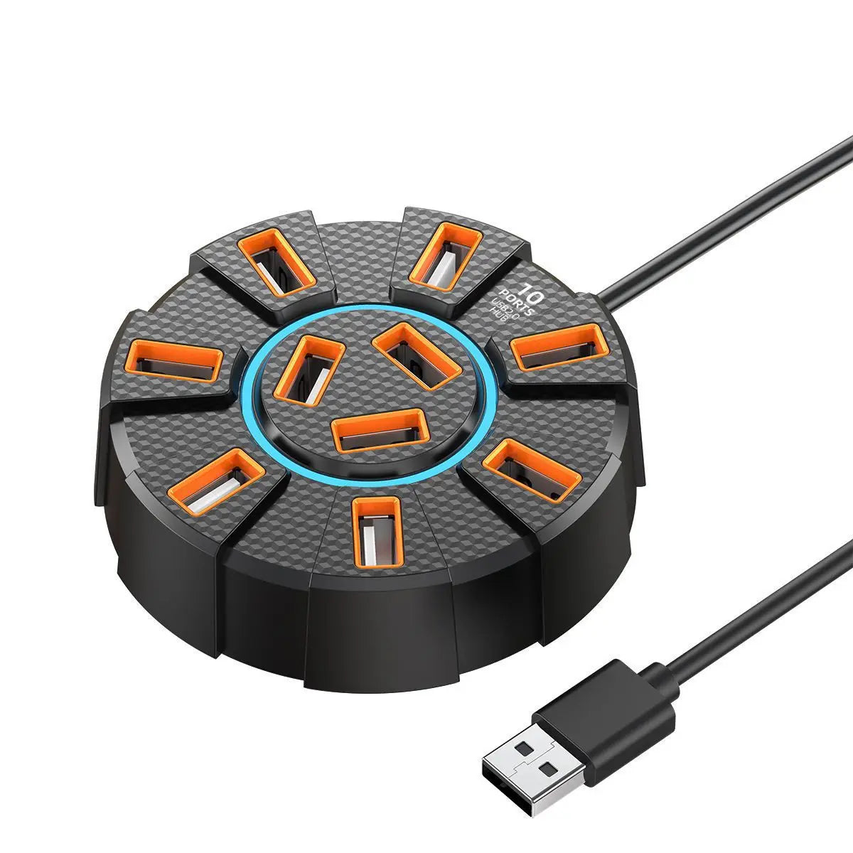 10-Port USB 2.0 Hub RGB Backlight 1.2m Cable | OULLX USB Hub HIP