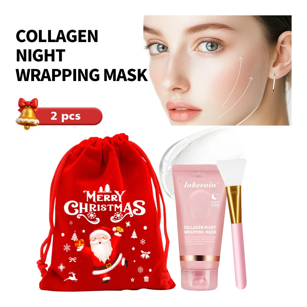 2pcs Collagen Wrapping Mask with Brush Set Korean Skincare Mask, Moisturizing Brightening Rejuvenation, Christmas Gift HIP and brush