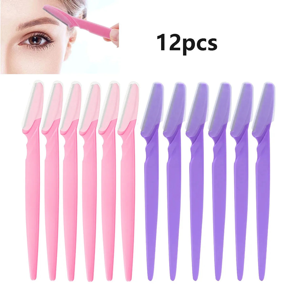 6/12 Pc Portable Eyebrow Trimmer Razors – Face Hair Remover Eyebrow Trimmer Razor HIP C514-6 pink 6Purple