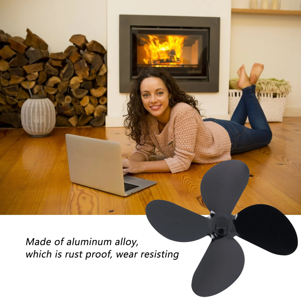 Fan Blade Replacement Fireplace Aluminum Alloy Blade Black Stove Fan Blade Fireplace Blade Replacement Fireplace Blade HIP