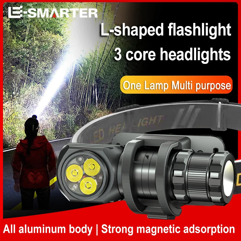 ESMARTER 3-LED Mini Headlamp 3000LM Rechargeable Waterproof Torch LED Headlamp HIP