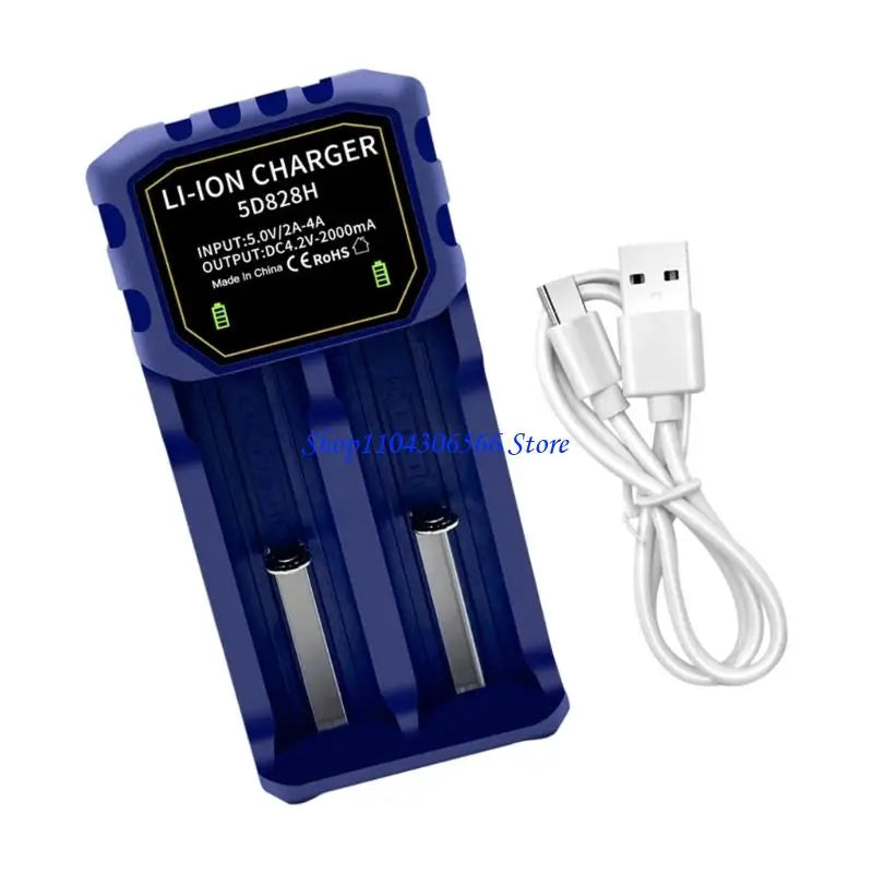 2-Bay Adjustable Battery Charger – 18650/26650/32650 USB-C Battery Charger Dock HIP