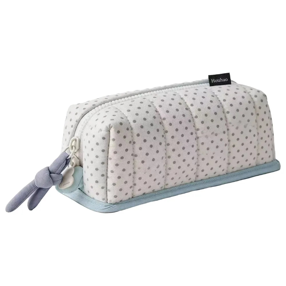 Large Capacity Dot Pattern Pencil Case – Portable Pen Bag Pencil Case HIP Grey