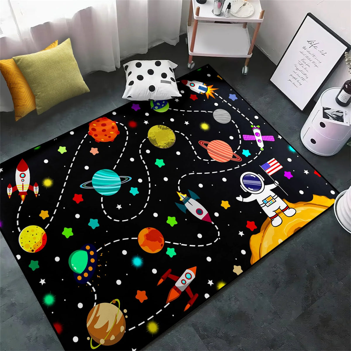 Solar System Galaxy Rug – Non-Slip Planet Space Floor Mat Area Rug HIP 6 120x160cm-Felt