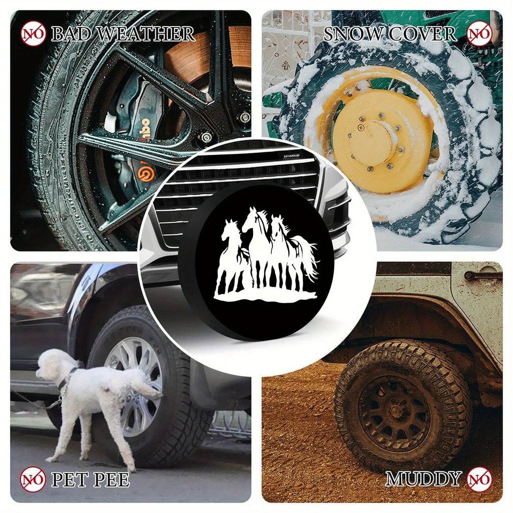 Horse Silhouette Spare Tire Cover – Weatherproof Polyester Spare Tire Cover HIP