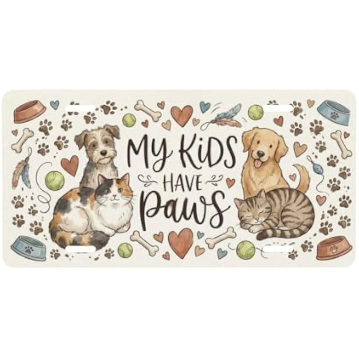 My Kids Have Paws Aluminum Decorative License Plate | Pet Tag Decorative License Plate HIP 1