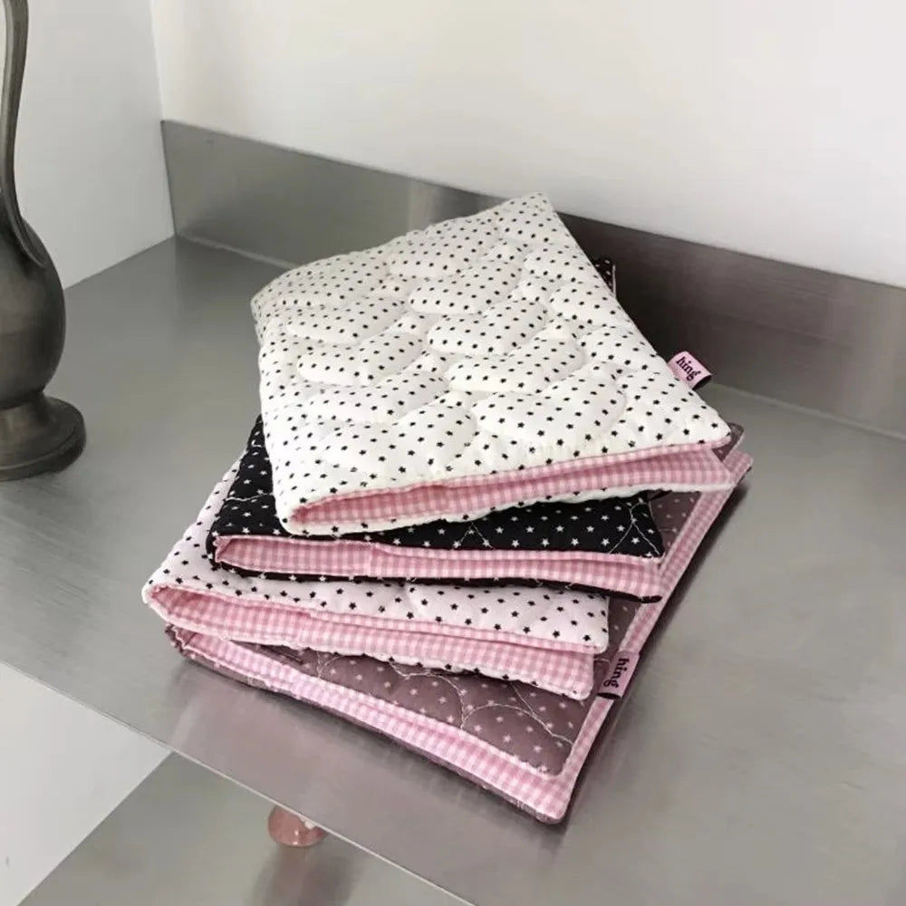 Quilted Cotton A5 Book Cover – Polka Dot Notebook Sleeve Notebook Book Cover HIP