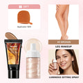 3Pcs Leg Makeup Set Brightening Setting Spray & Applicator Glove Medium Airbrush Body Foundation Waterproof Cover Scars Tattoo HIP 3Deep Brown