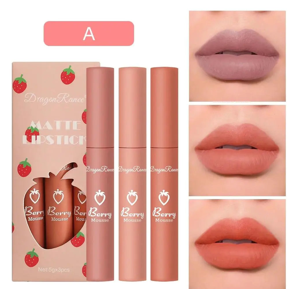 Dragon Ranee 3-Pc Velvet Matte Lip Gloss Set | Long Lasting Velvet Matte Lip Gloss HIP