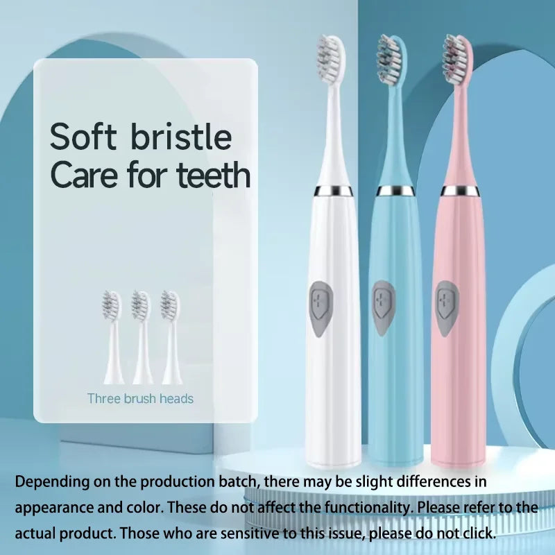 Electric Toothbrush for Adults – IPX6 Waterproof, 3 Brush Heads Electric Toothbrush HIP