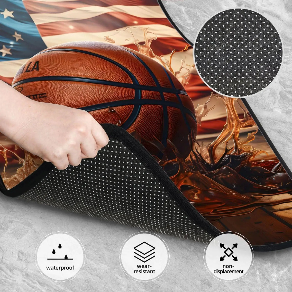 Basketball USA Flag Car Floor Mats – 4-Piece Non-Slip Set Car Floor Mats HIP
