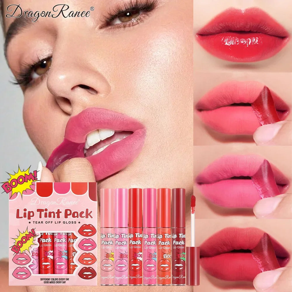 Dragon Ranee 6-Pc Tear-Off Lip Gloss Set – Matte & Waterproof Lip Gloss Set HIP