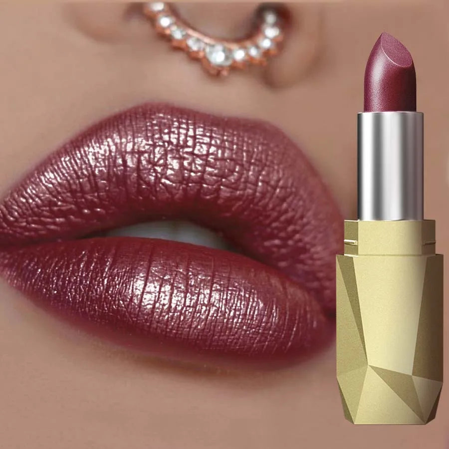 1 PC Red Metallic Lipstick Long Lasting Glitter Waterproof Lip Glaze Moisturize Luminous Liptint Shimmer Shiny Lipgloss Makeup HIP 111