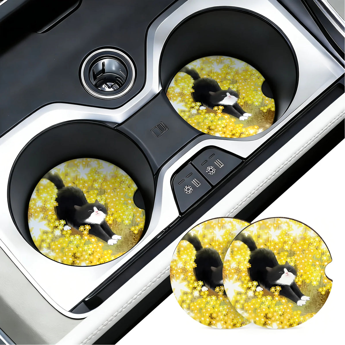 Set of 2 Non-Slip Car Cup Holder Pads with Finger Grooves Car Cup Holder Pad HIP 1 Other