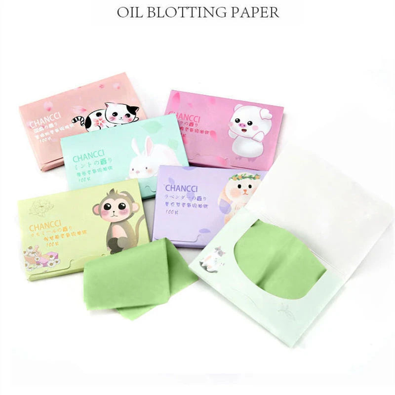 100Pcs/box Face Oil Blotting Paper Protable Matting Face Wipes Facial Cleanser Oil Control Oil-absorbing Face Cleaning Tools New HIP