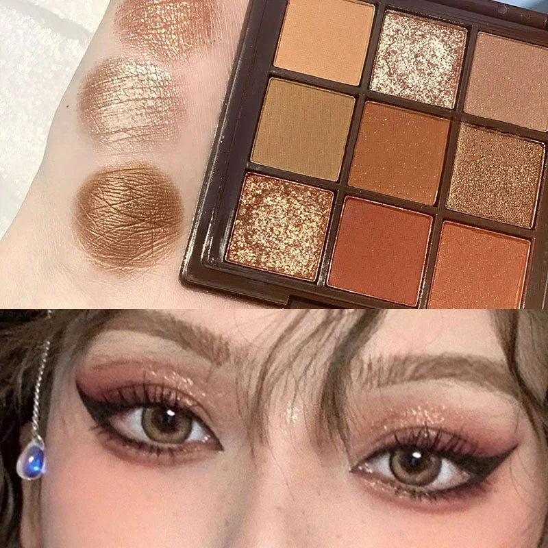 9 Colors Punk Smokey Matte Glitter Eyeshadow Palette Shimmer Eye Shadow Makeup Palette Cool Toned Gray Black Eye Pigment Palett HIP