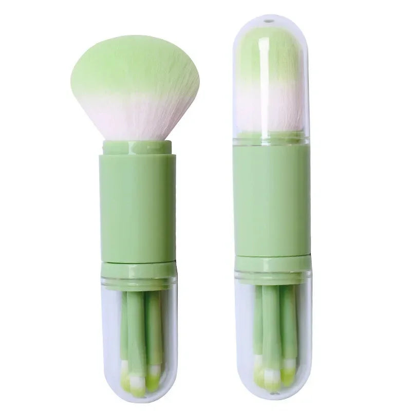 4-in-1 Retractable Travel Makeup Brush Set | Mini & Cute Travel Makeup Brush Set HIP C698-green