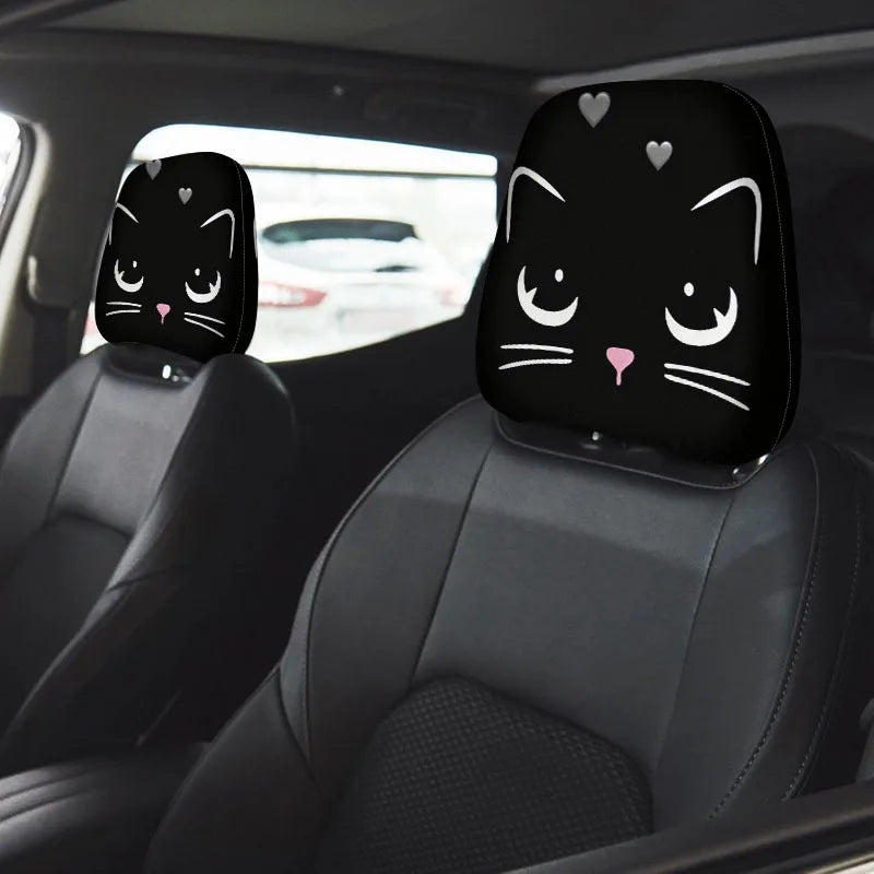 2-Pack Cat Face Car Headrest Covers – Elastic Fit | HIP Car Headrest Cover HIP