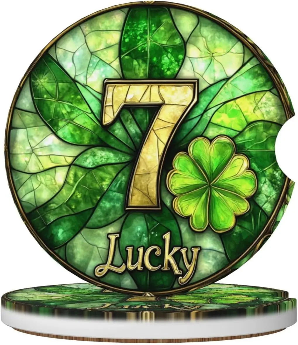 St. Patrick's Day Rabbit Ceramic Car Coasters – 2-Pack Ceramic Car Coasters HIP Color-4 Other