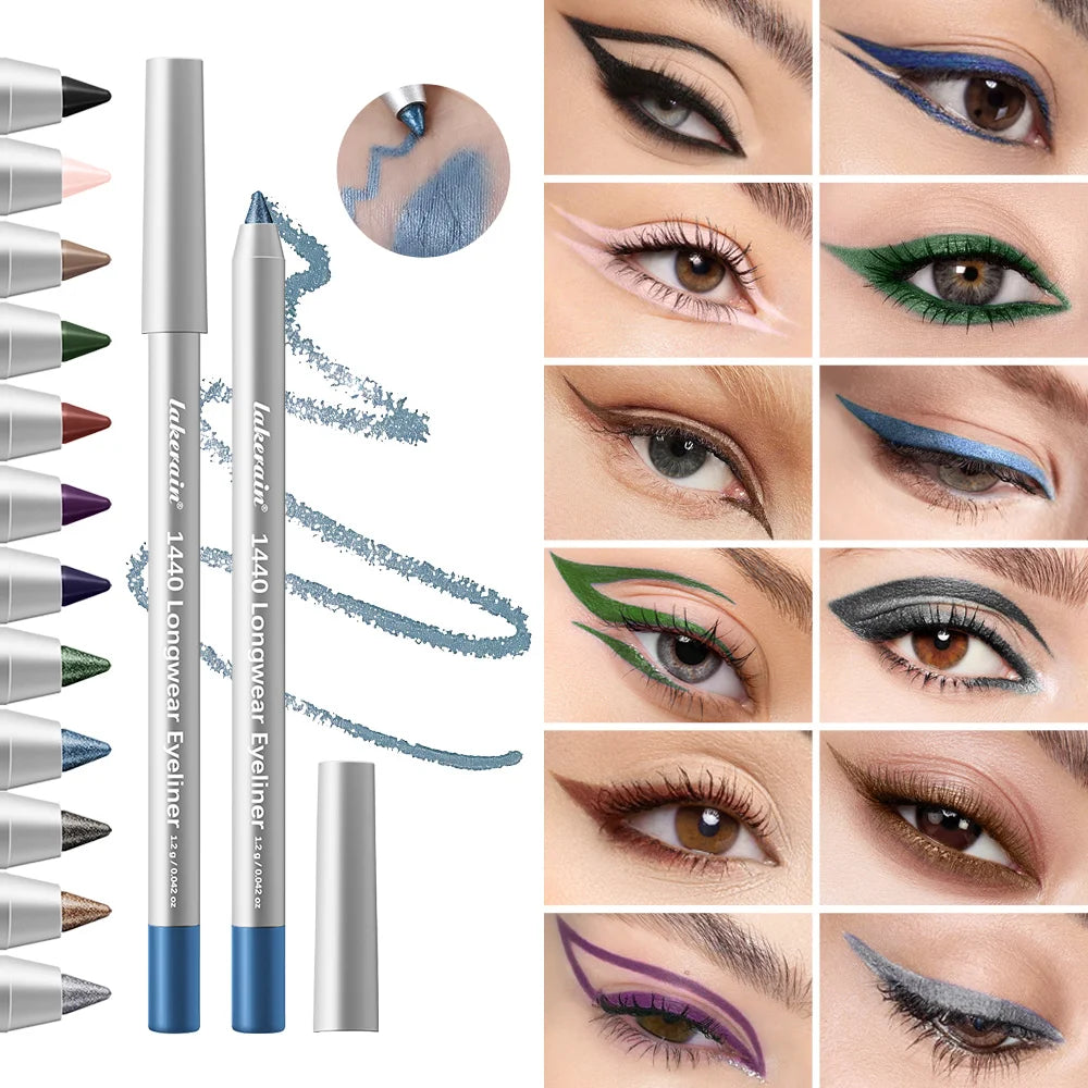 12 Colors Eyeliner Pencil Waterproof Smudge Proof Long Lasting Smooth Precise Application Smoky Eyes Makeup Cosmetics HIP